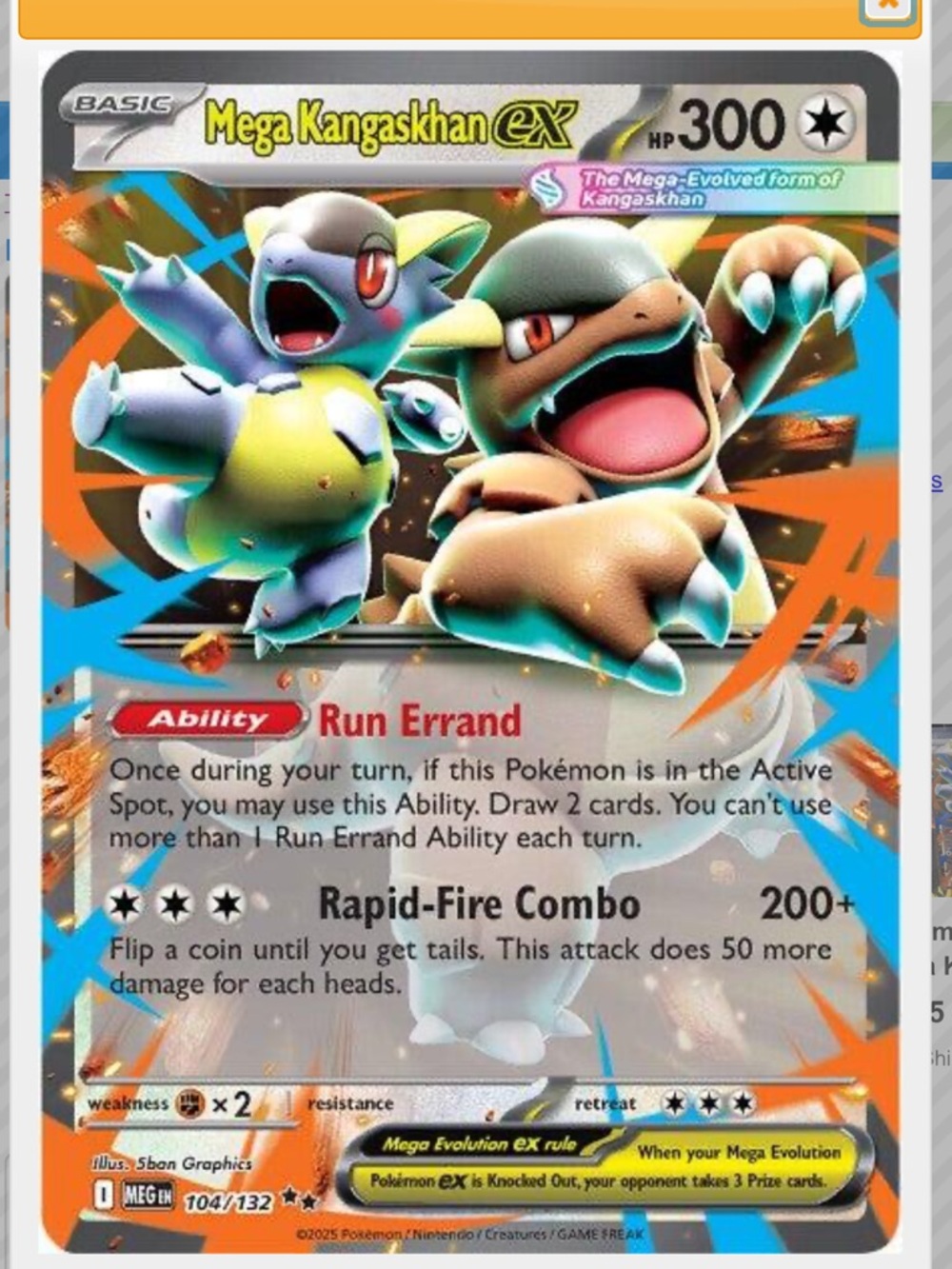 Mega Kangaskhan Ex #104 Pokemon Mega Evolution